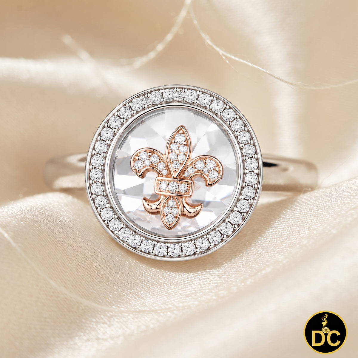 DiamondCelebritees White 0.50ct 925 Sterling Silver Fleur de lis Cubic Zirconia Women's Ring Size 7