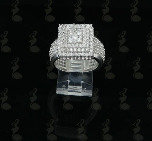 DiamondCelebritees 925 Silver White 8.50ct Cubic Zirconia Wide Square Womens Engagement Ring SZ 7.5