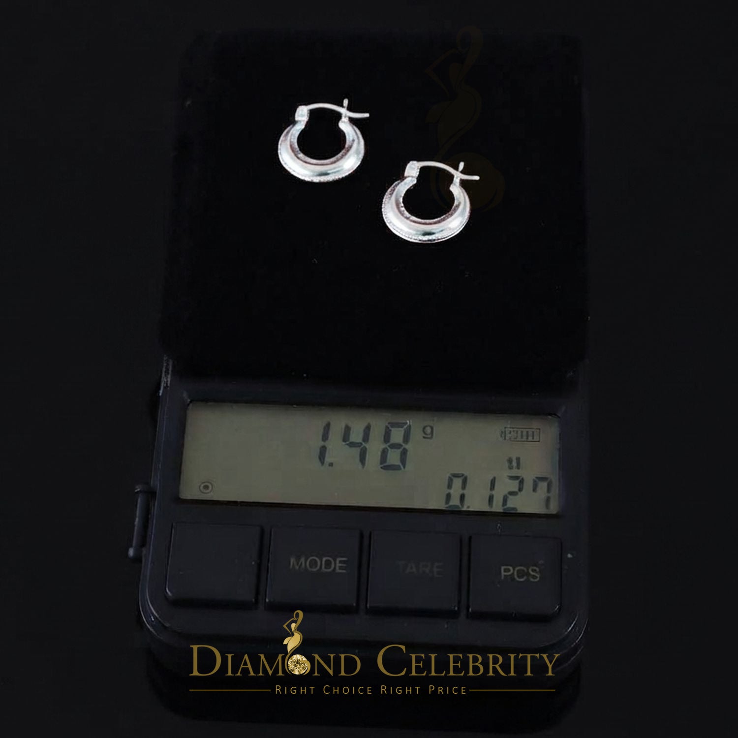 925 Sterling Silver Double-Row Beaded Hallow Vintage Balinese 15mm Hoop Earring