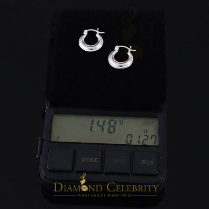 925 Sterling Silver Double-Row Beaded Hallow Vintage Balinese 15mm Hoop Earring