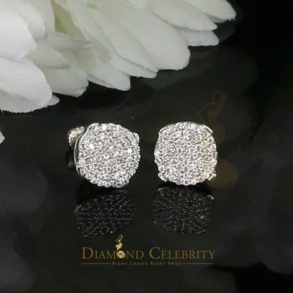 DiamondCelebritees  White 925 Silver 0.90ct Cubic Zirconia Women's & Men's Hip Hop Round Earrings