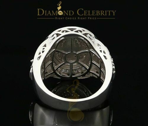 DiamondCelebritees 925 Silver White 1.75ct Cubic Zirconia Oval Wide Band Cocktail Men's Ring SZ 10
