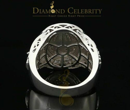 DiamondCelebritees 925 Silver White 1.75ct Cubic Zirconia Oval Wide Band Cocktail Men's Ring SZ 10