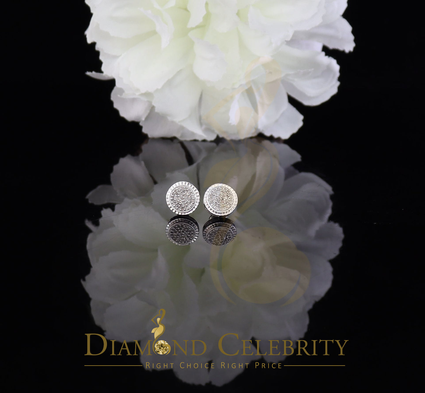 DiamondCelebritees 925 Sterling Silver 0.20 ct Diamond For Ladies & Men's White Stud Round Earrings