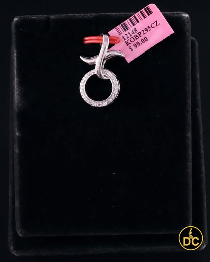 DiamondCelebritees 925 Sterling Silver White featuring HUG & KISS Shape 1inch 0.21ct CZ XO Pendant