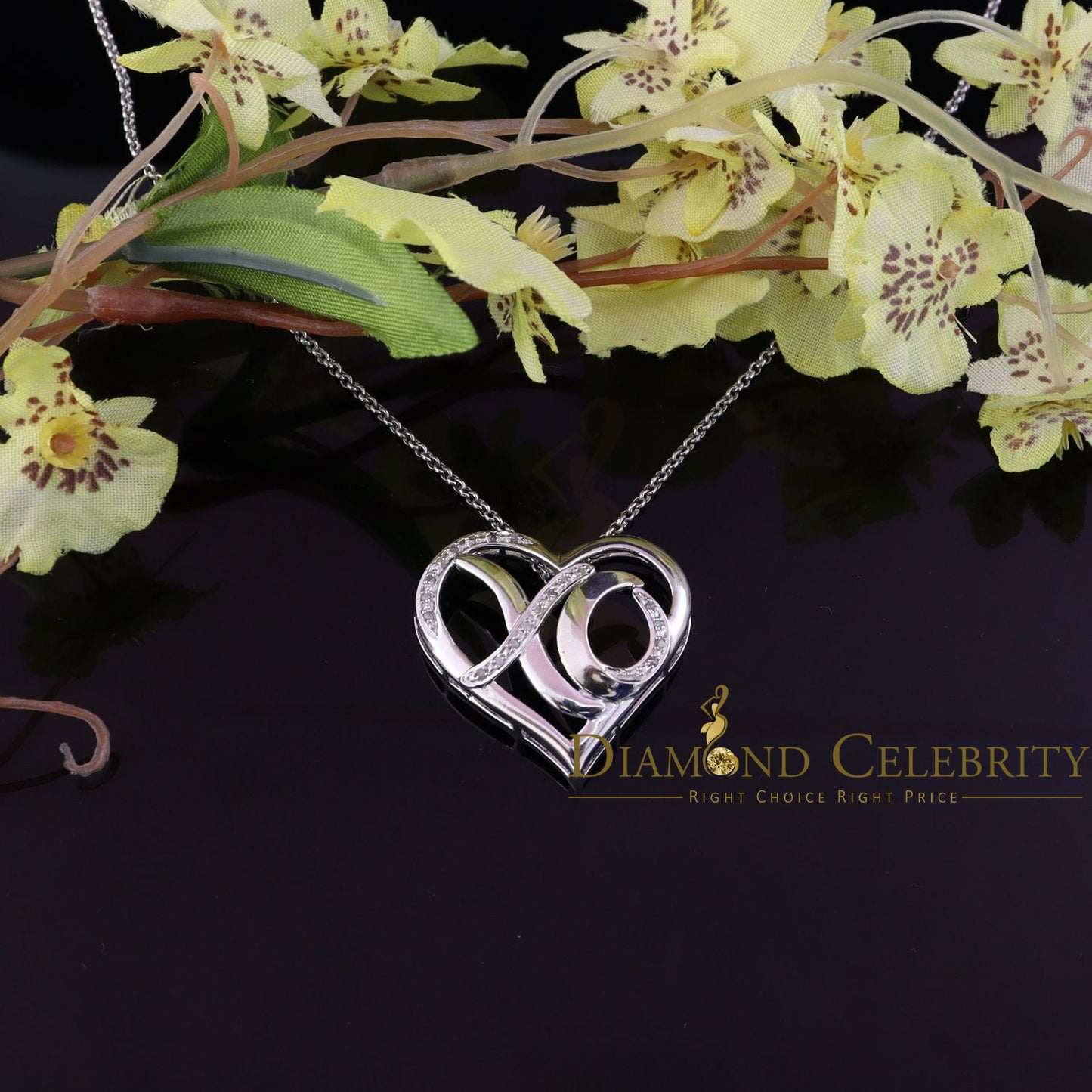DiamondCelebritees  0.10ct Real Diamond Valentine Special "HEART" Pendant 925 Sterling Silver White