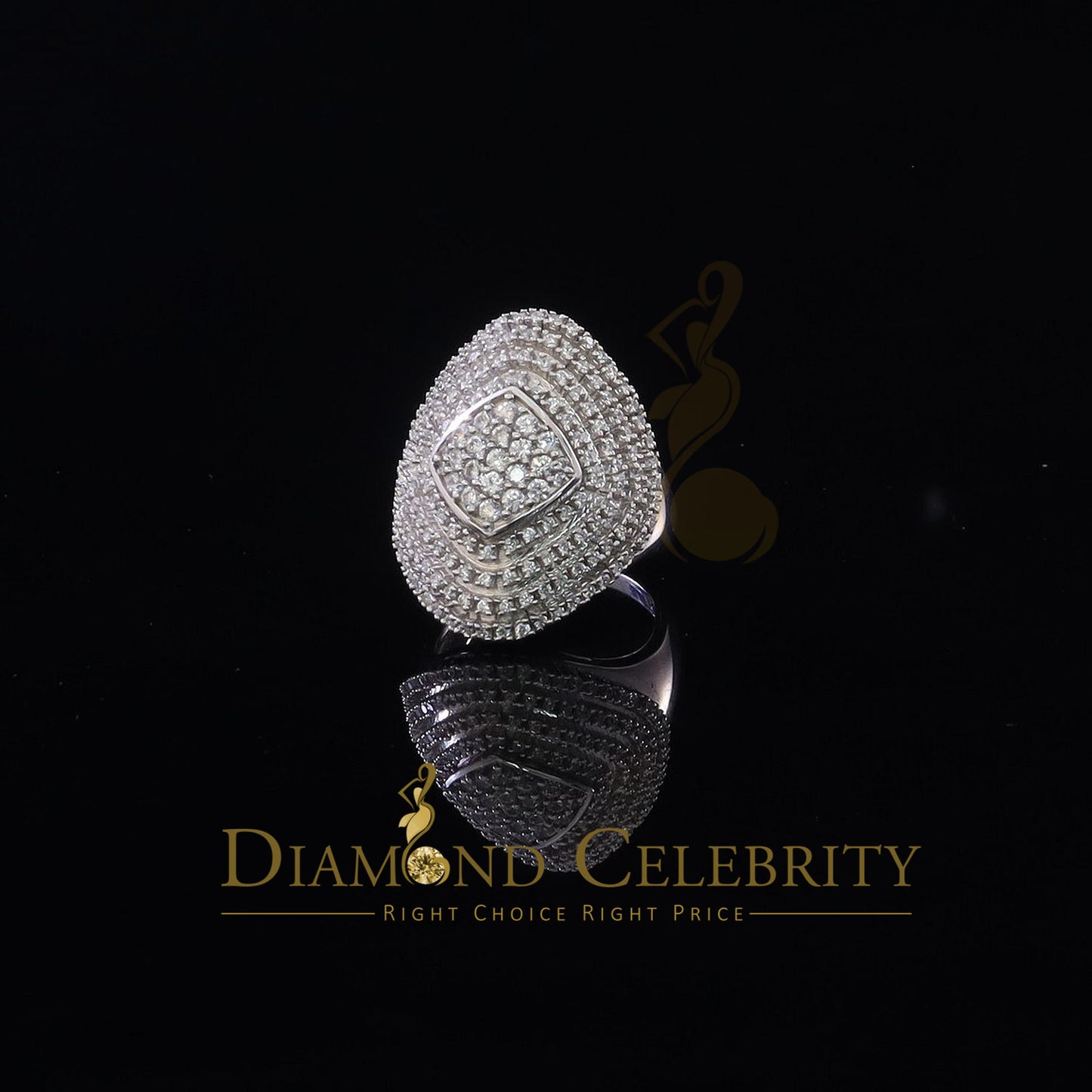 DiamondCelebritees 925 Sterling White Silver With Cubic Zirconia 1.67 ct Cocktail Ring Size 7.5