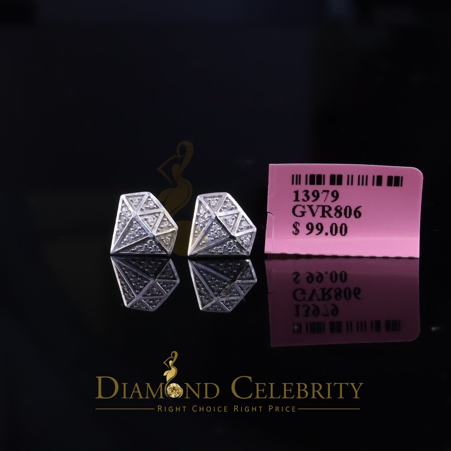 DiamondCelebritees  0.24ct Cubic Zirconia 925 White Silver Women's & Men's Hip Hop Stud Earrings