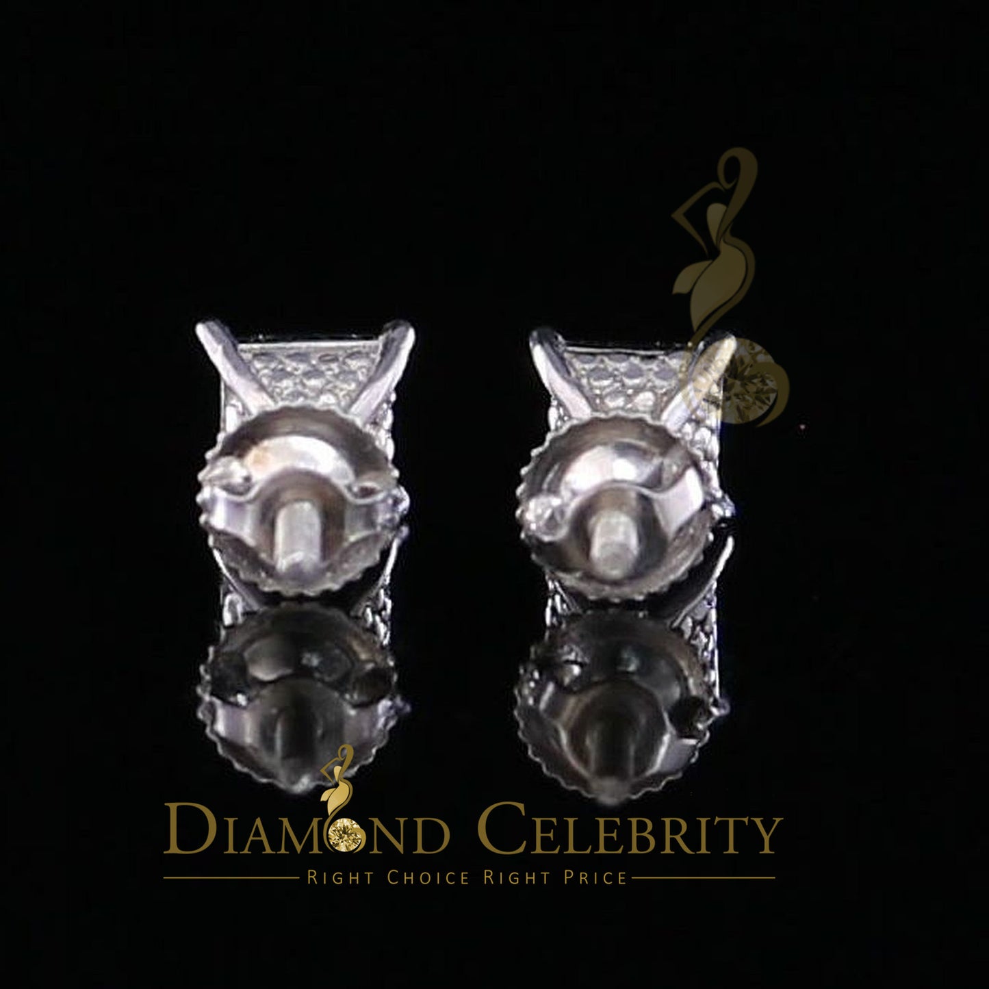 DiamondCelebritees 0.05ct Diamond Collection White 925 Sterling Silver Women & Men Square Earrings