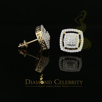 DiamondCelebritees  925 Yellow Sterling Silver 1.22ct Cubic Zirconia Women's Hip Hop Square Earrings