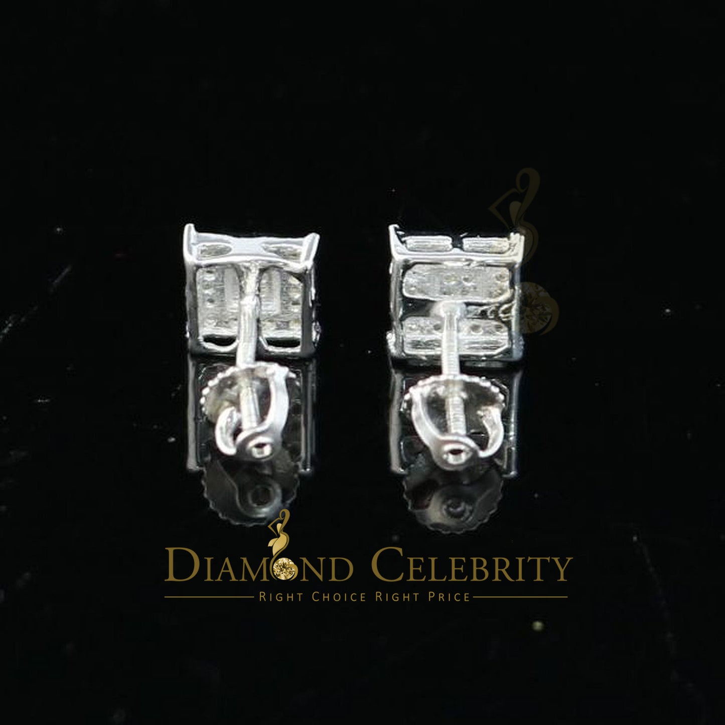 DiamondCelebritees 0.05ct Diamond 925 Sterling Silver White Stud Women's & Men's Square Earrings