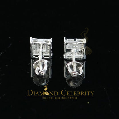DiamondCelebritees 0.05ct Diamond 925 Sterling Silver White Stud Women's & Men's Square Earrings