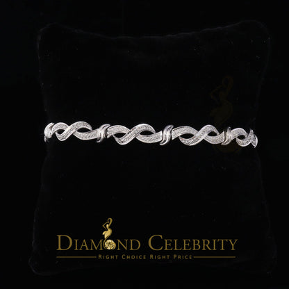 Diamondcelebritees White 0.15CT Real Diamond 925 Sterling Silver Fancy Bracelet-Size 7 Inches