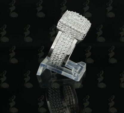 DiamondCelebritees 925 Silver White 8.50ct Cubic Zirconia Wide Square Womens Engagement Ring SZ 7.5