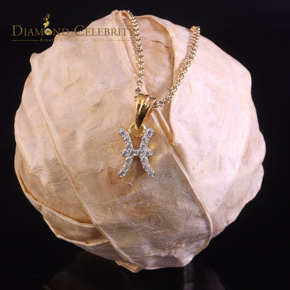DiamondCelebritees 0.34ct Cubic Zirconia Yellow Silver PISCES MARCH Month Pendant Men's & Women's