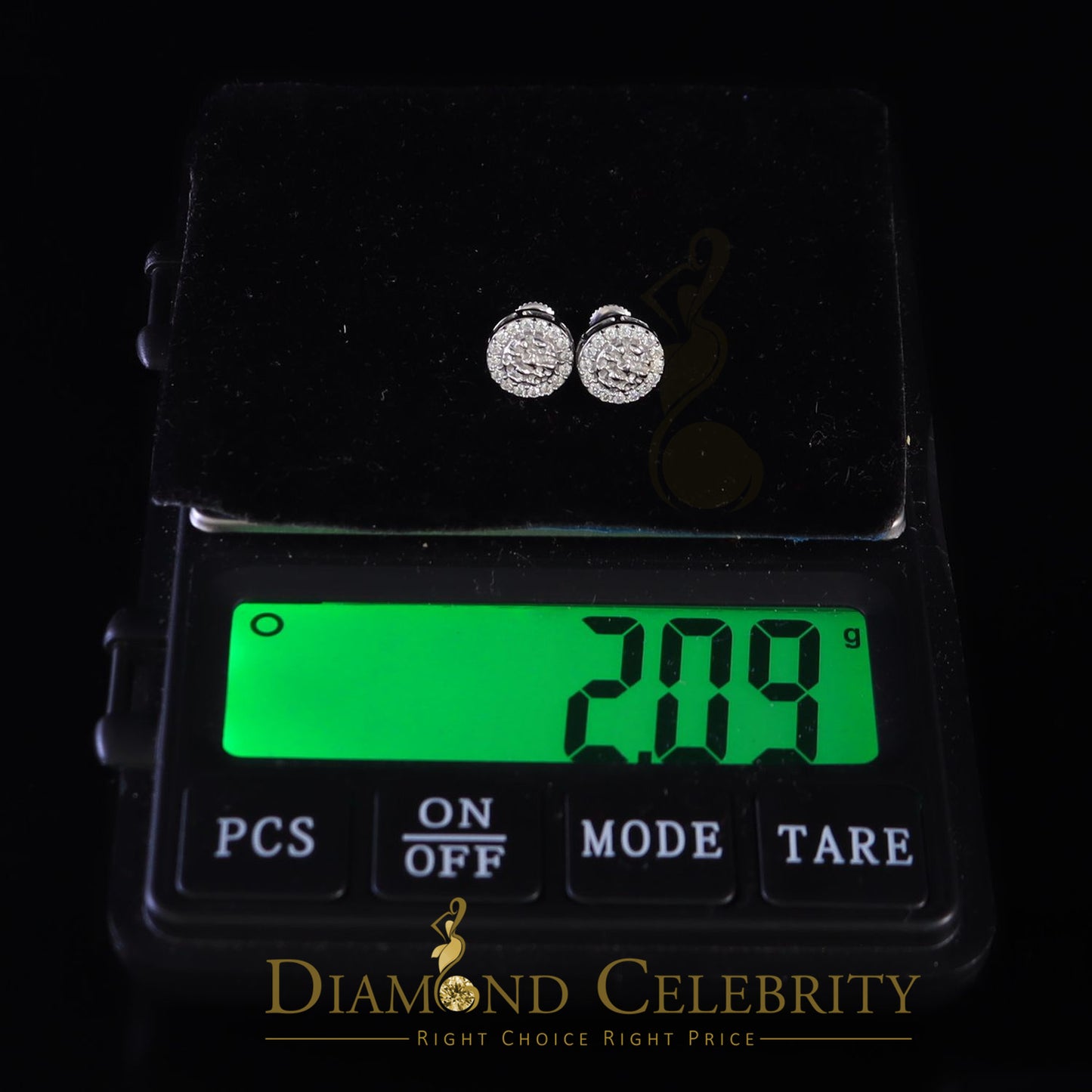 Diamondcelebritees 1.00ct Moissanite White 925 Sterling Silver Women's Circle Shape Nugget Earrings