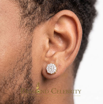 DiamondCelebritees  925 Sterling Yellow Silver 2.0ct Cubic Zirconia Round Women's Stud Earrings