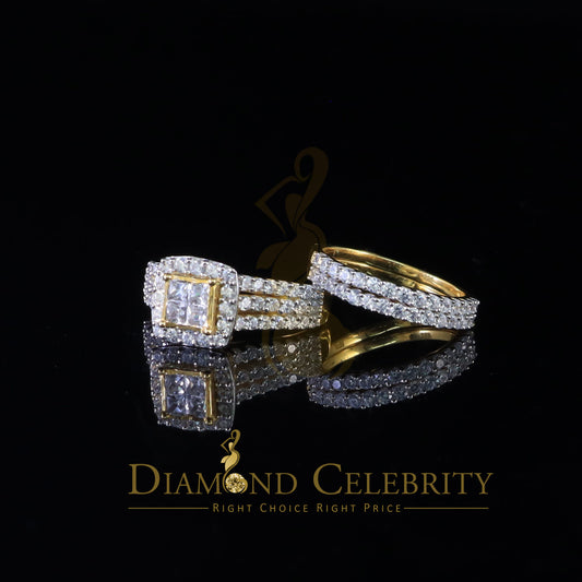 DiamondCelebritees 4.0ct Cubic Zirconia Sterling Yellow Silver Square Bridal Womens Ring Size 7.5