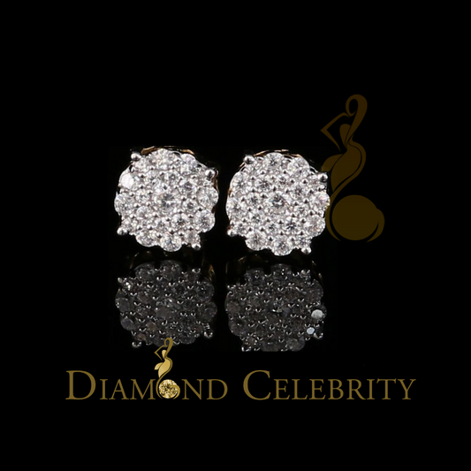 DiamondCelebritees  925 Sterling Yellow Silver 1.22ct Cubic Zirconia Round Women's Stud Earrings
