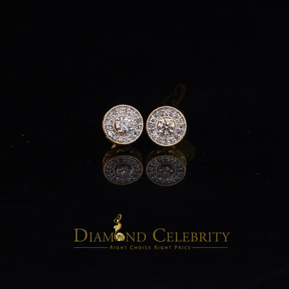 DiamondCelebritees Real 10k Yellow Gold Round Stud 0.50ct Earrings with Real Diamonds
