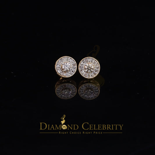 DiamondCelebritees Real 10k Yellow Gold Round Stud 0.50ct Earrings with Real Diamonds