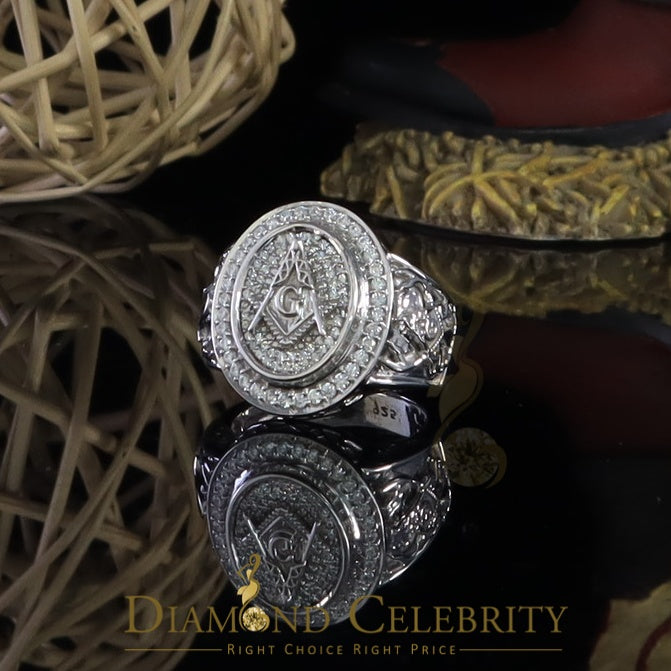DiamondCelebritees 925 Silver White 1.75ct Cubic Zirconia Oval Wide Band Cocktail Men's Ring SZ 10