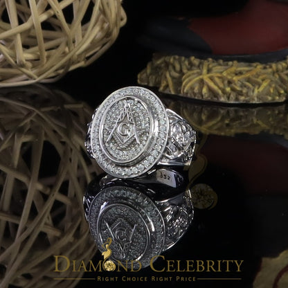DiamondCelebritees 925 Silver White 1.75ct Cubic Zirconia Oval Wide Band Cocktail Men's Ring SZ 10