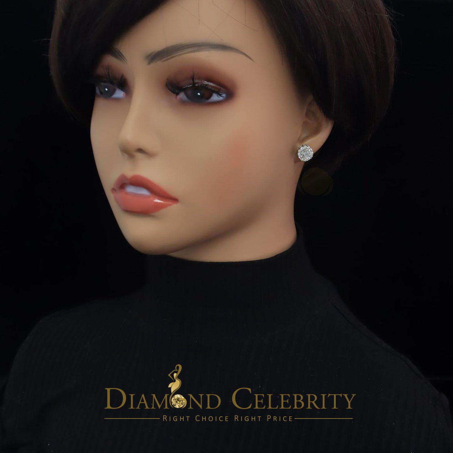 DiamondCelebritees  925 Sterling White Silver 1.98ct Cubic Zirconia Round Women's Stud Earrings