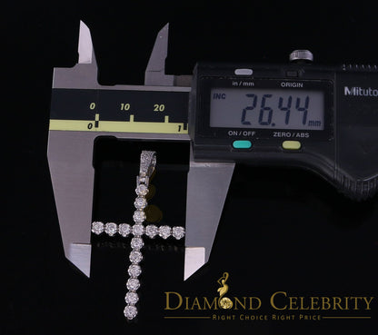 DiamondCelebritees  Real 0.66ct Diamond Sterling Silver CROSS Charm Necklace Fashion Pendant White