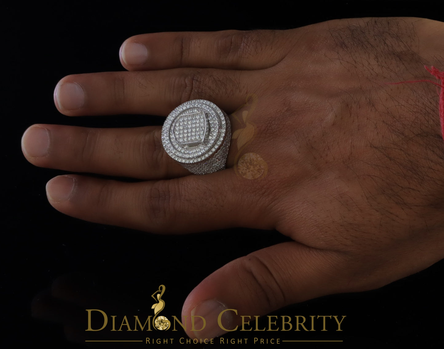 DiamondCelebritees Yellow Sterling Silver11.50ct Cubic Zirconia Men Ring Gift Size from 9.5 to 11.5