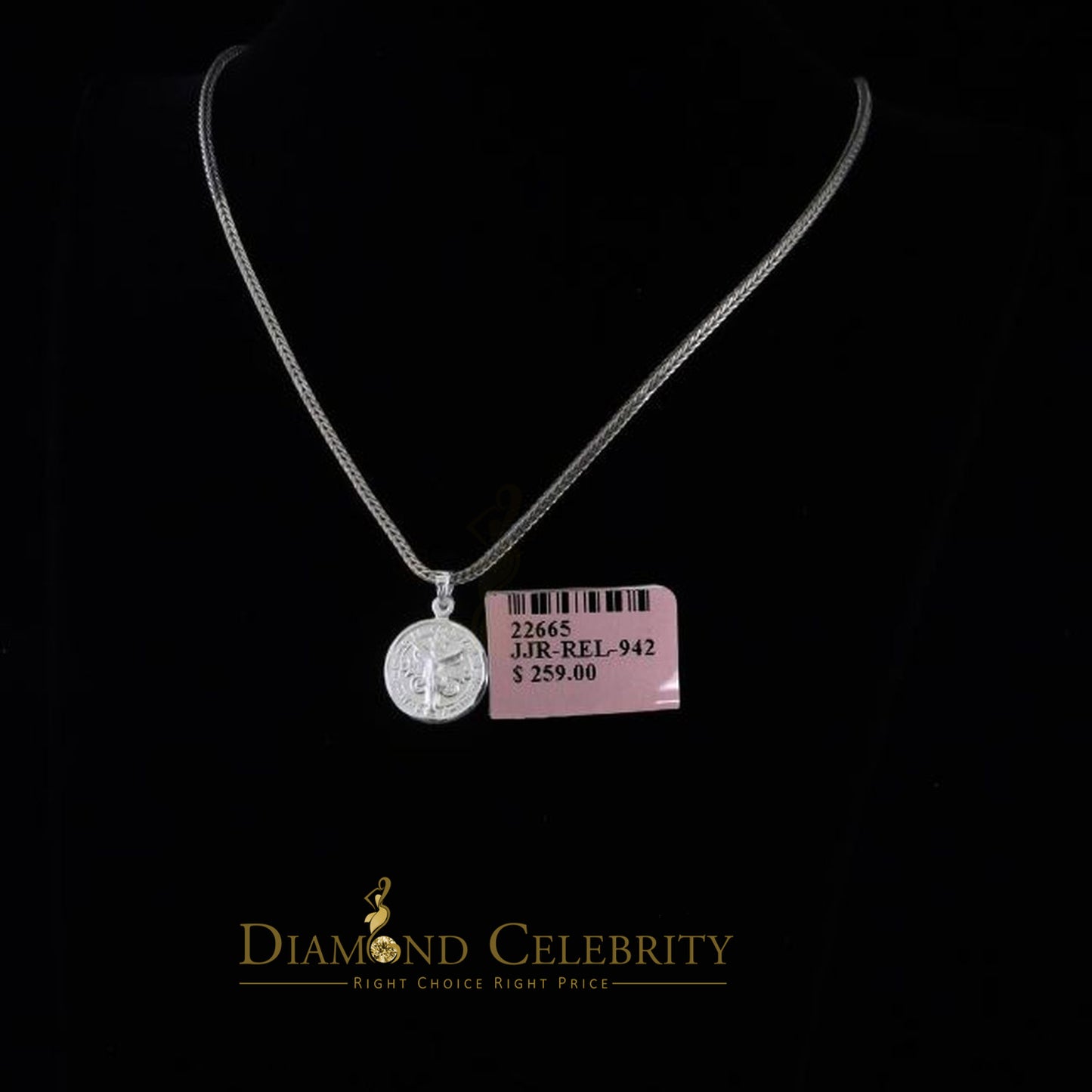 DiamondCelebritees Double Side Jesus & Benedict Men's/Women's Pendant Religious 925 Sterling Silver