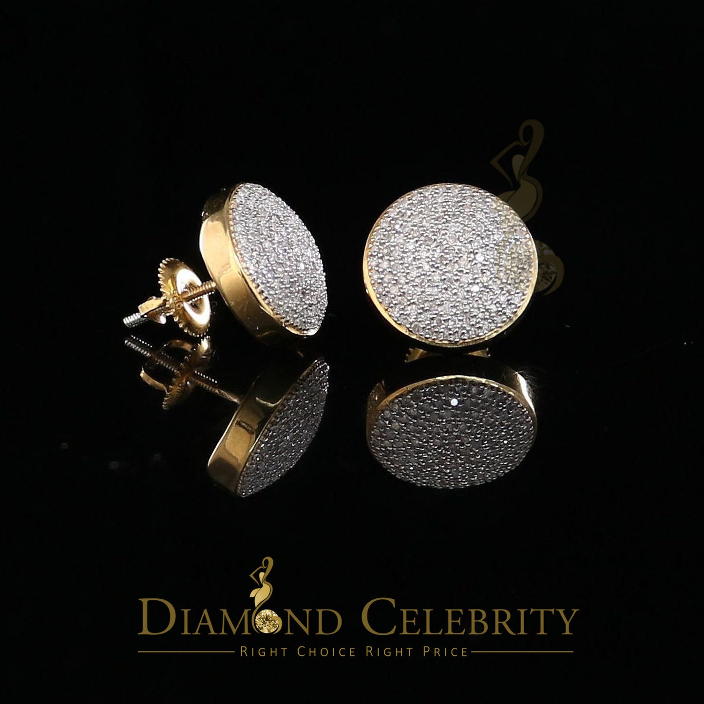 DiamondCelebritees 925 Sterling Silver Yellow Hip Hop 0.66ct Diamond Men's/ Women's Stud Earrings