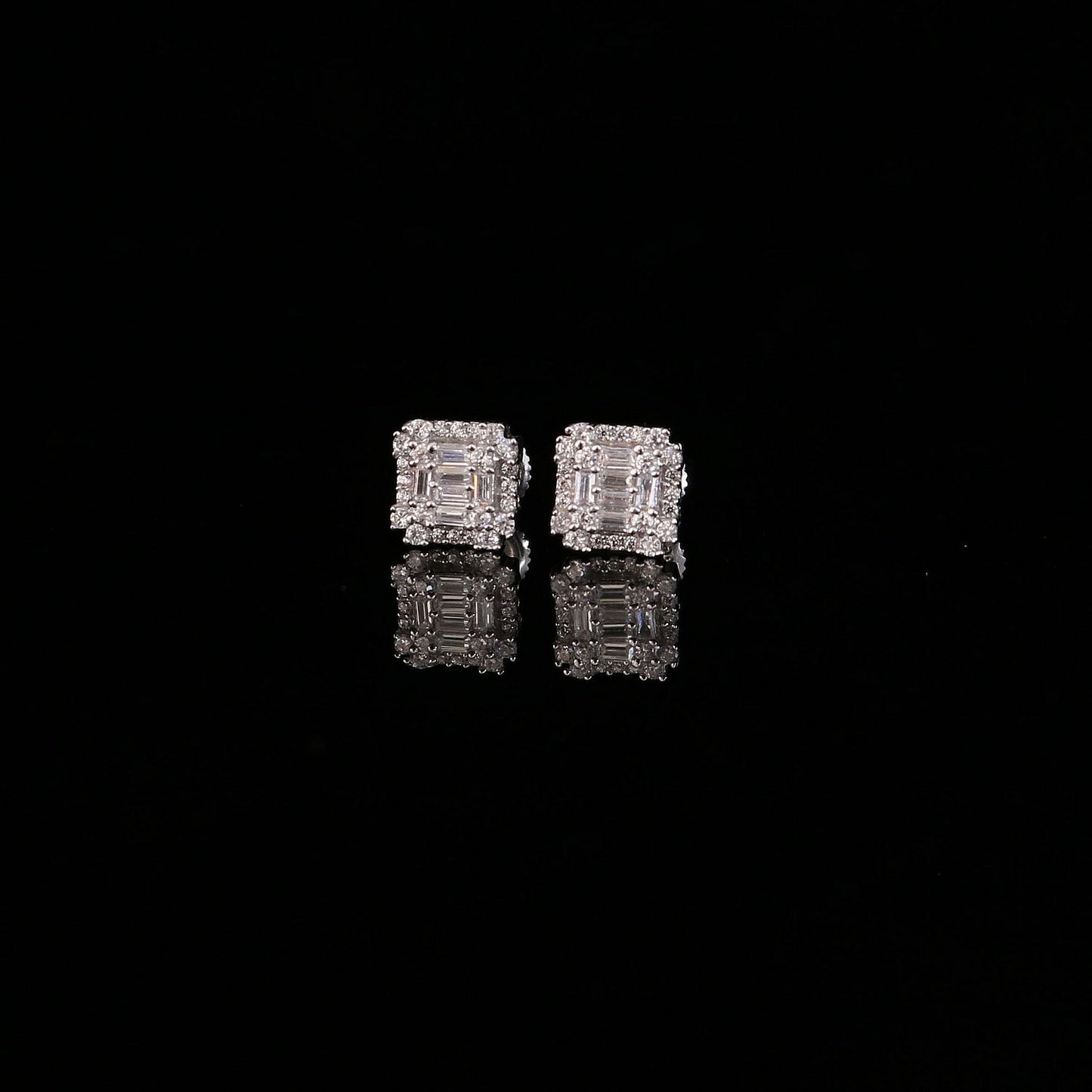 DiamondCelebritees  Hip Hop 925 White Sterling Silver 1.26ct Cubic Zirconia Women's Square Earrings