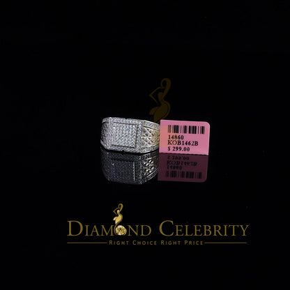 DiamondCelebritees 925 Silver White 1.25ct Cubic Zirconia Wide Square Engagement Men's Ring Size 10