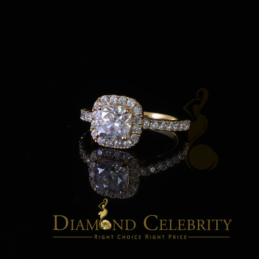 King Of Blings  10K Yellow Gold 2.50CT 'VVS' 'FL' D clr Moissonite Womens Cushion Cut Ring S/7