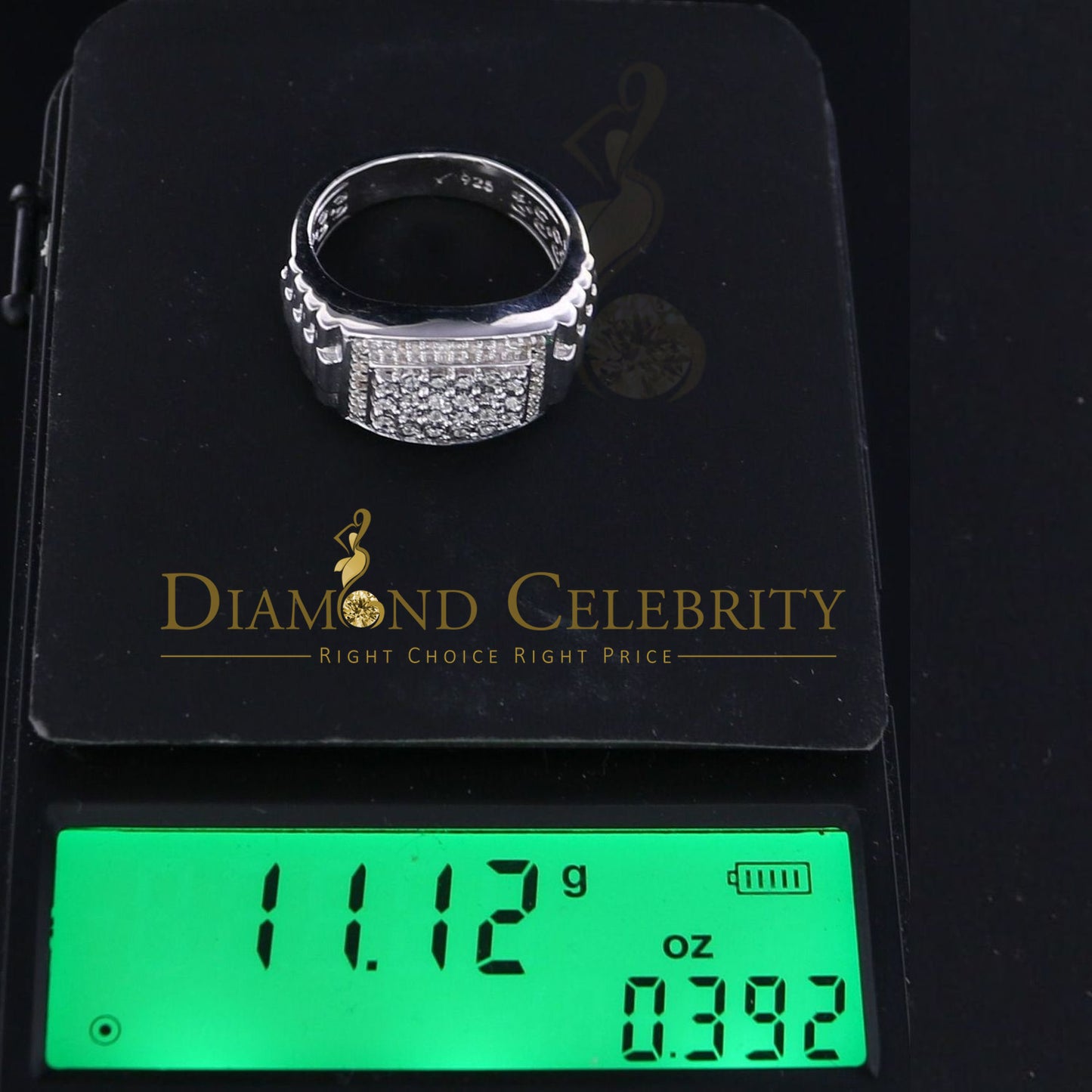 DiamondCelebritees 0.25 CT Real Diamond 925 Sterling White Silver With Fashion Men's Ring Size 10