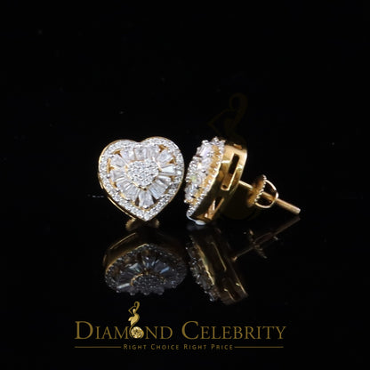 DiamondCelebritees 925 Yellow Silver 1.00ct VVS 'D' Baguette Moissanite Stud Earring Men's/Womens