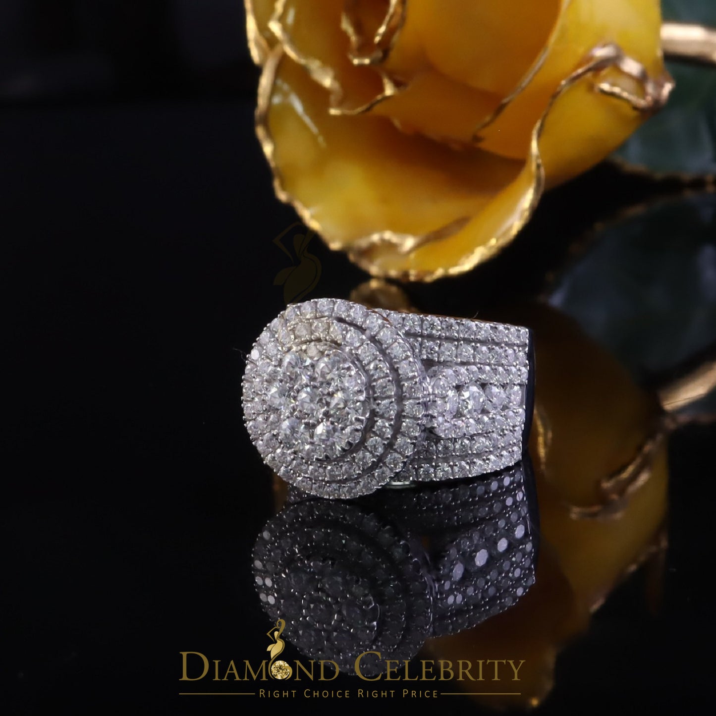 DiamondCelebritees 925 Silver Moissanite Cluster Stone Shape White 4.00ct VVS 'D' Rings SZ 8 Men's