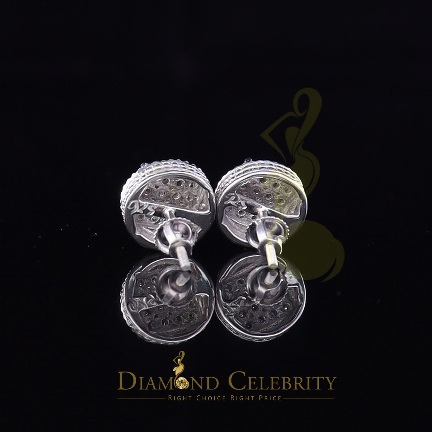 DiamondCelebritees 925 Sterling Silver White Hip Hop 0.15ct Diamond Men's & Women's Round Earrings