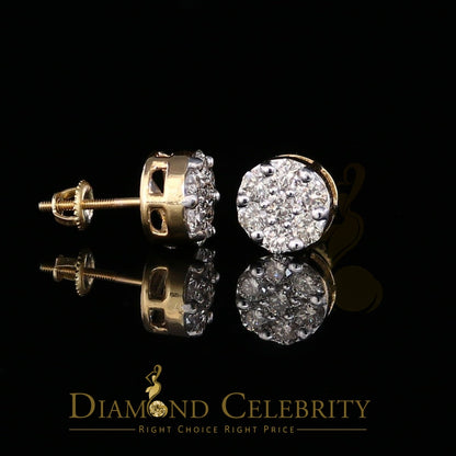 DiamondCelebritees 1.25CT Real Diamond with 10K Real Yellow Gold Men's/Women's Stud Earrings