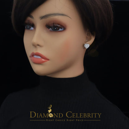 DiamondCelebritees  925 Sterling White Silver 1.64ct Cubic Zirconia Heart Women's Stud Earrings