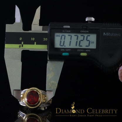 DiamondCelebritees 8.10ct Yellow Silver Oval Cubic Zirconia Men's Adjustable Ring From SZ 9 to 11