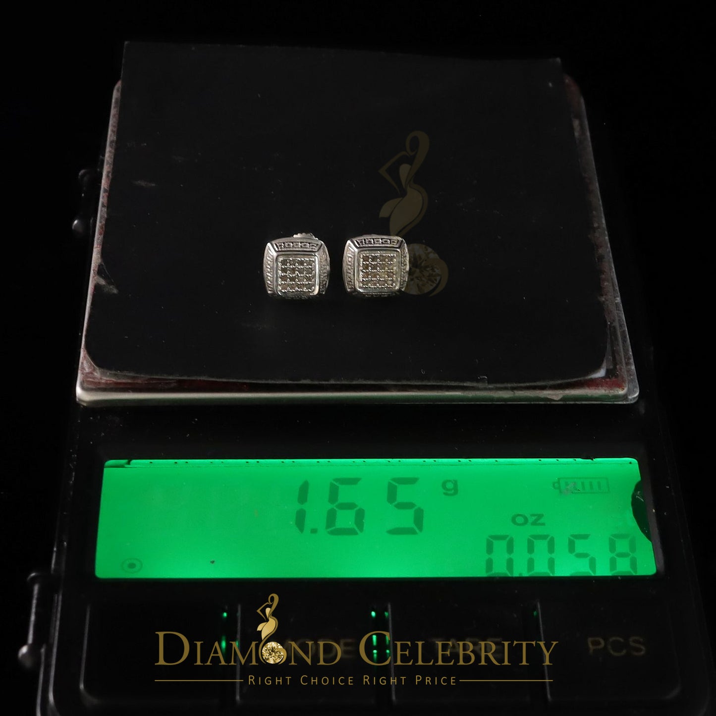 DiamondCelebritees 0.10ct Diamond Stud Earrings For Women White 925 Silver Stud For Unisex