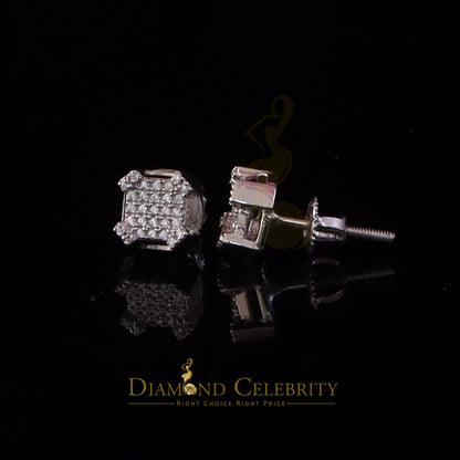 Diamondcelebritees Men's/Womens 925 Silver White 0.25ct VVS 'D' Moissanite Square Stud Earrings