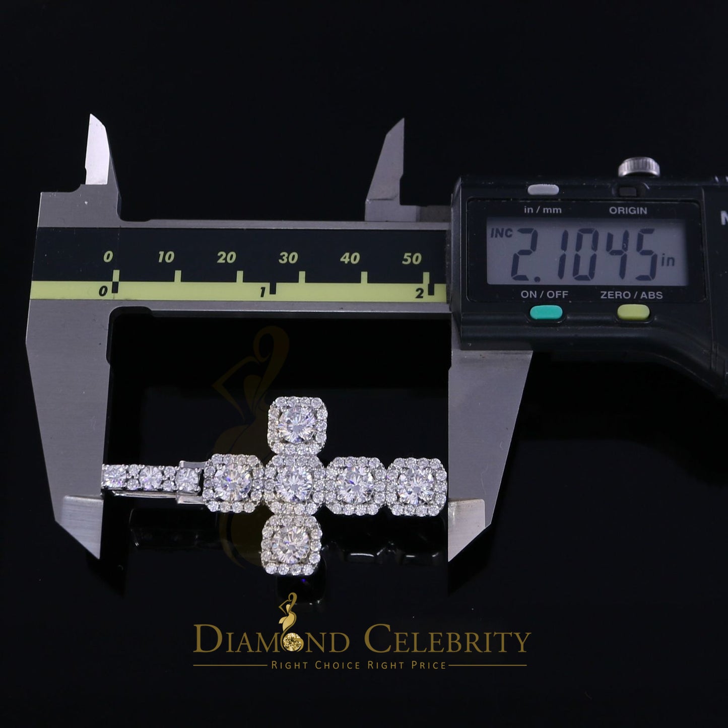 DiamondCelebritees White Sterling Silver 925 CROSS Pendant Shape Pendant with 8.03ct Cubic Zirconia
