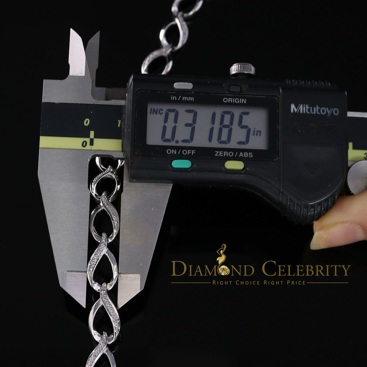Diamondcelebritees 0.20CT Real Diamond 925 Sterling Silver White Fancy Bracelet Size 7 Inches