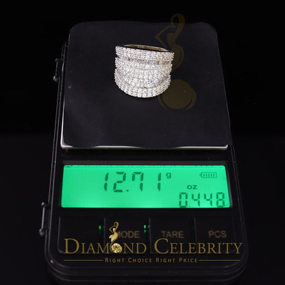 DiamondCelebritees 7.75ct Round/Baguette Cubic Zirconia Cocktail Yellow Sterling Silver Ring Size 7