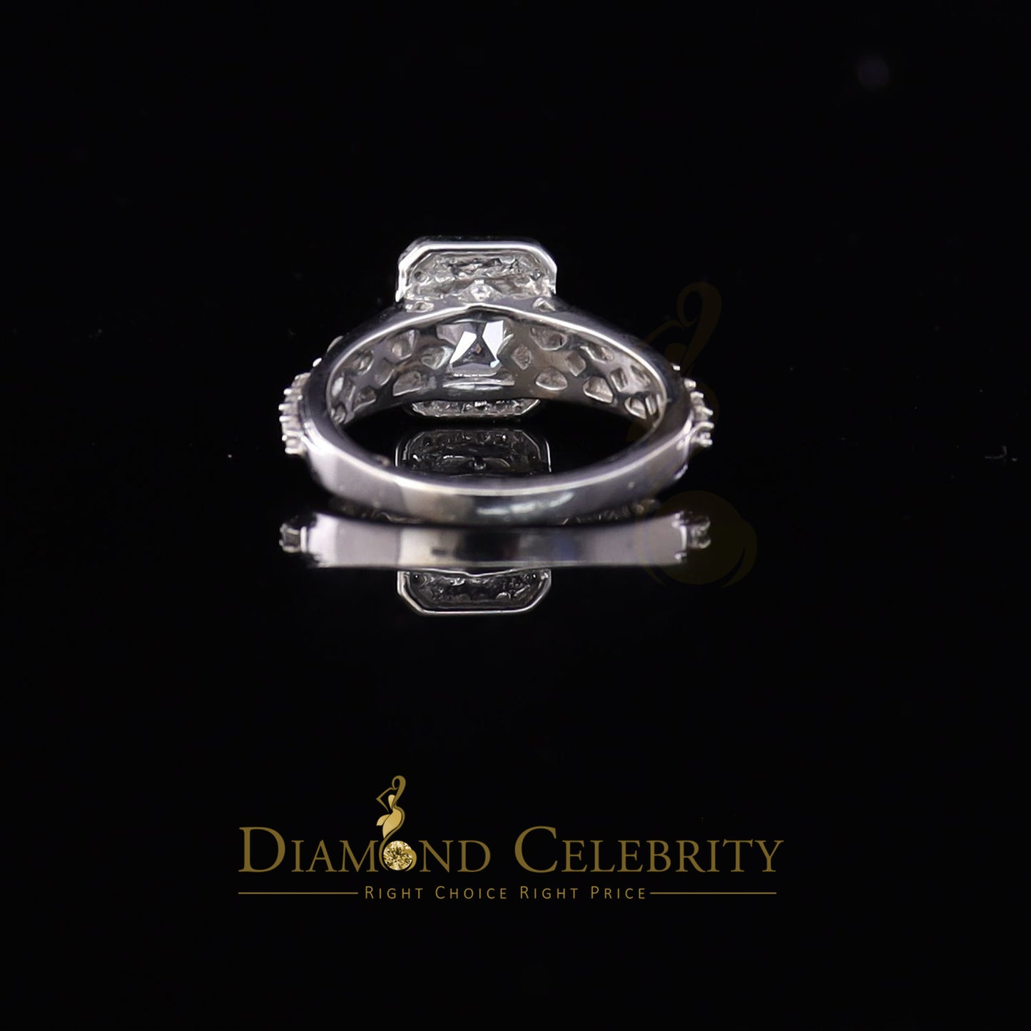 DiamondCelebritees Iced Out White 3.50ct Cubic Zirconia 925 Silver Square Engagement Rings Size 7