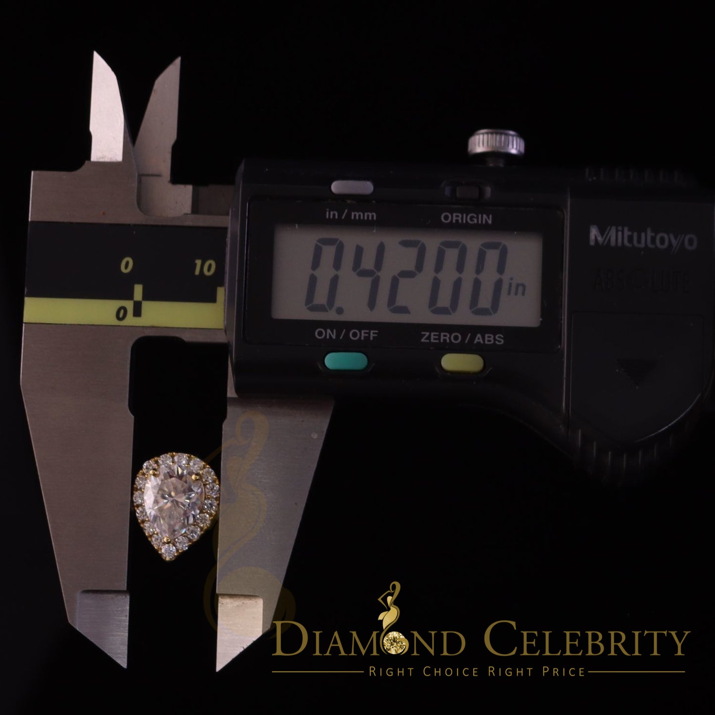 King Of Blings  10K Yellow Gold 2.50CT 'VVS' 'FL' D clr Pear Cut Moissonite Womens Ring Size 7