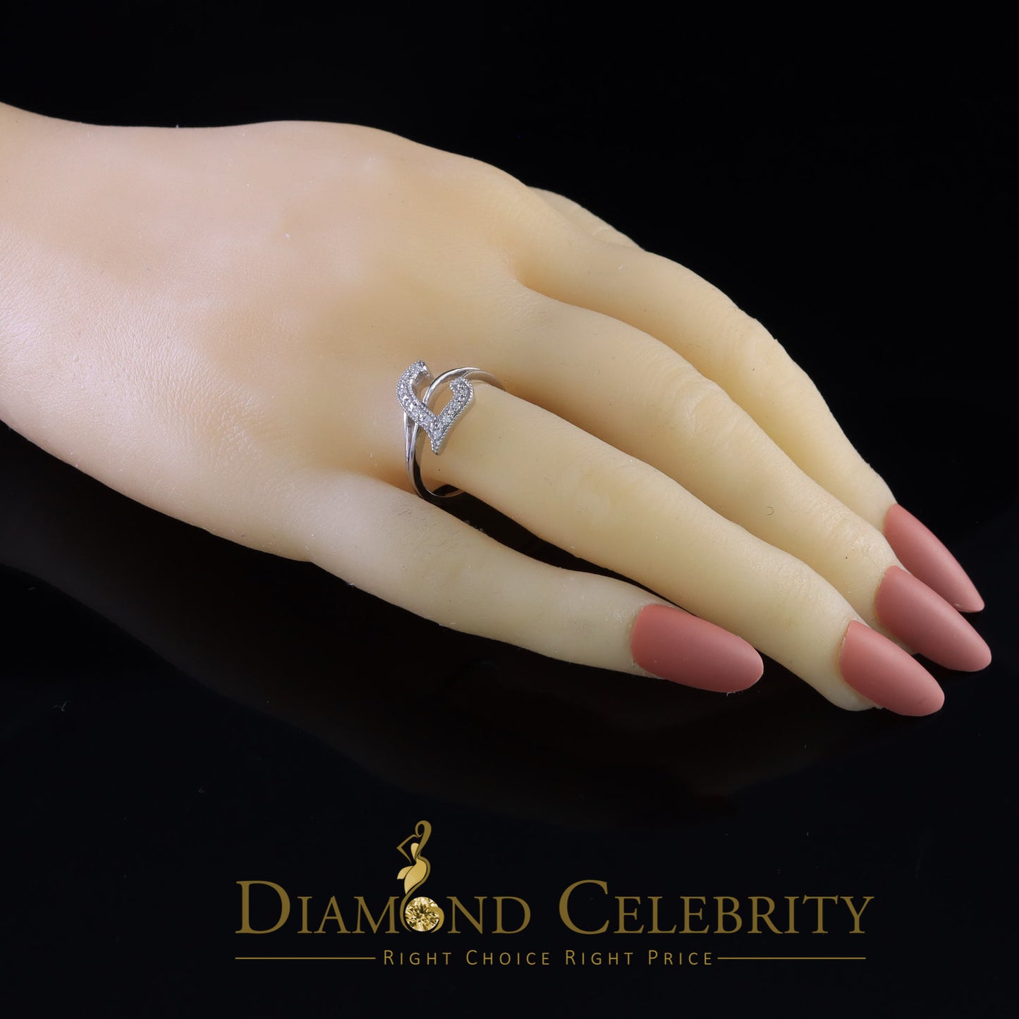DiamondCelebritees Cubic Zirconia 0.10ct Alphabet L Women's And White Silver Ring Size 7